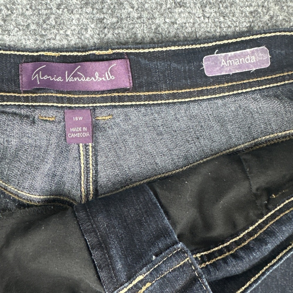 Gloria Vanderbilt Amanda Straight Leg Womens Size 16W Dark Wash Blue Denim Jeans - Picture 15 of 16